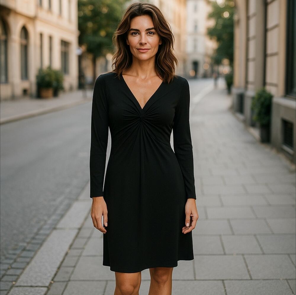 Tiana B. Black Midi Dress Long Sleeve Size Medium